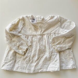 Zara Kids Ivory Textured Long Sleeve Blouse